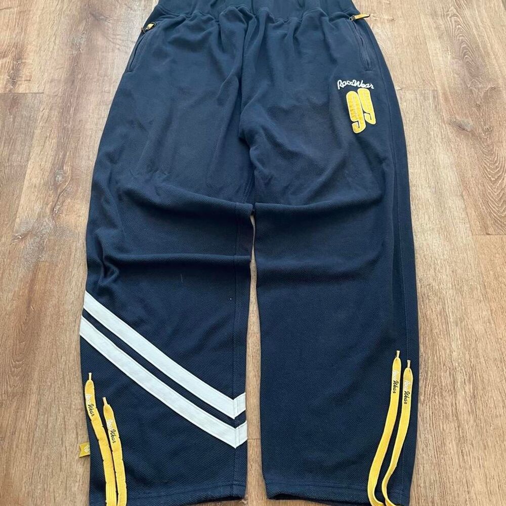 Rocawear Men's Navy and Yellow Joggers-tracksuits
